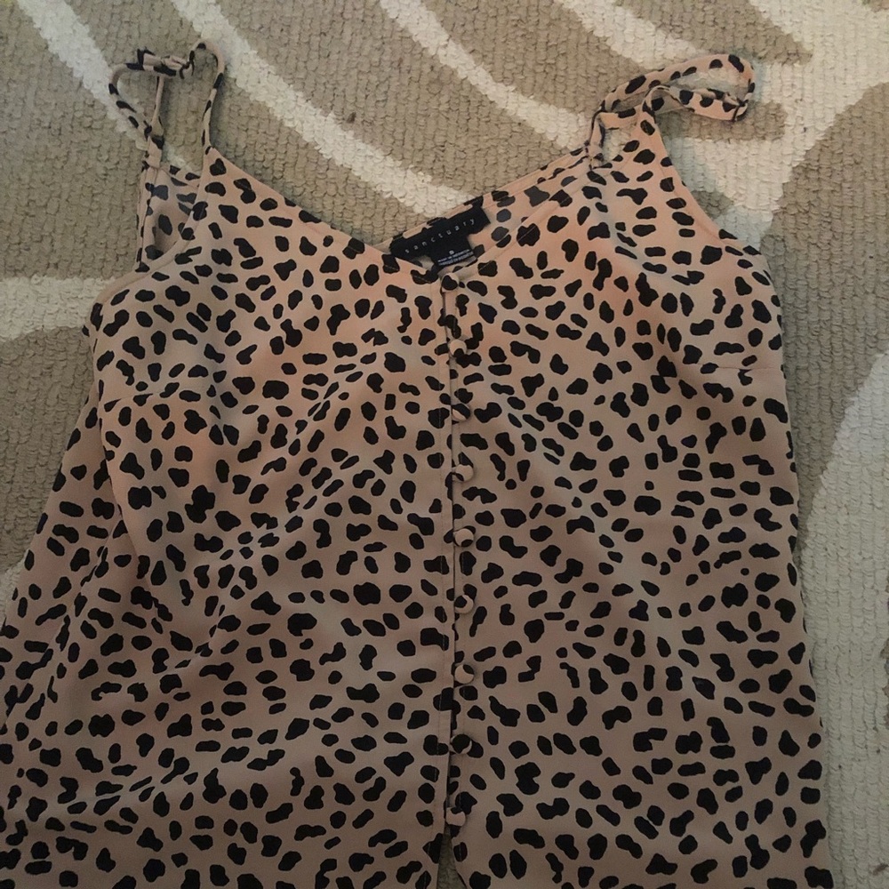 Leopard print spaghetti strap tank